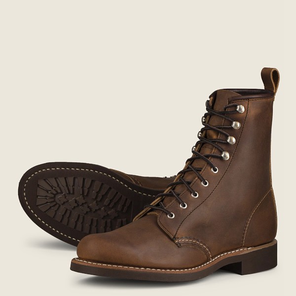 Botas Red Wing Heritage Mujer Marrom - Silversmith - Short Rough & Tough Cuero - 589-WOYCEJ